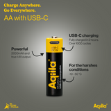 Aqiila Uppladdningsbart USB-C Lithium batteri AA 1,5V 4-pack
