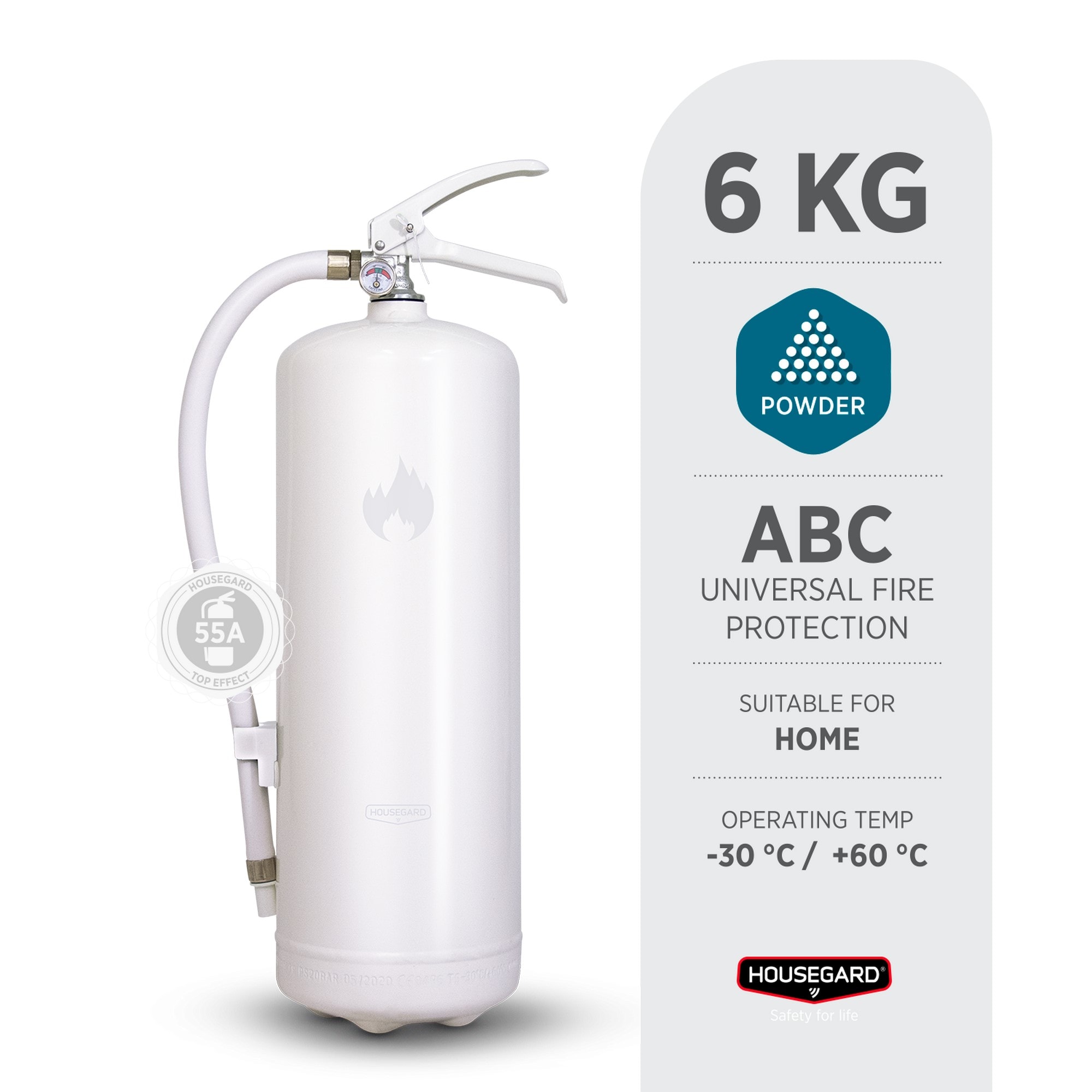 Design by Housegard  Fire Extinguisher, 6kg Powder, White