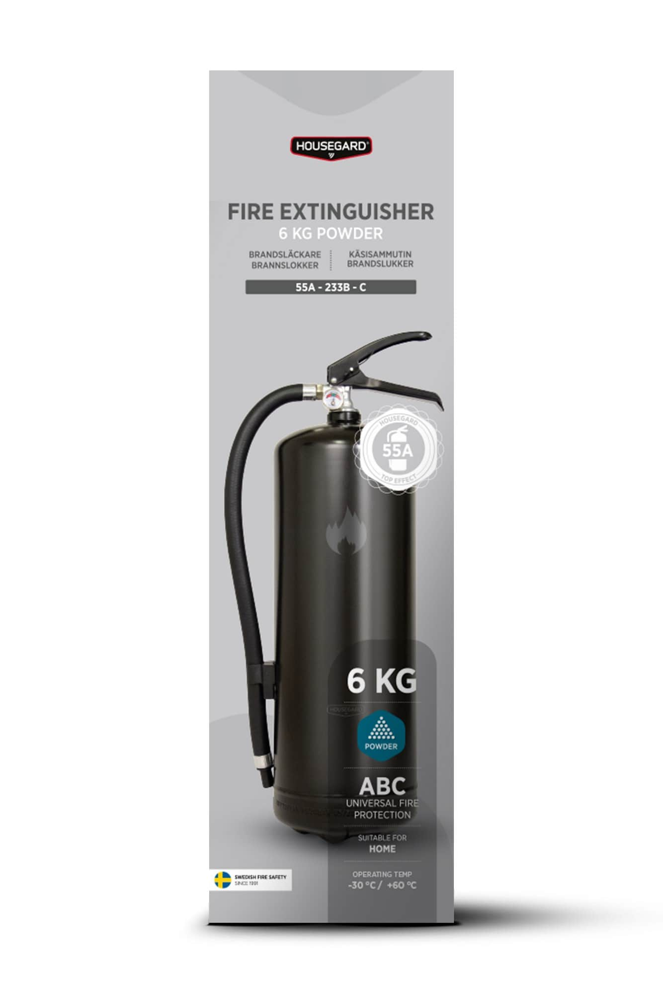 Design by Housegard  Fire Extinguisher, 6kg Powder, Black