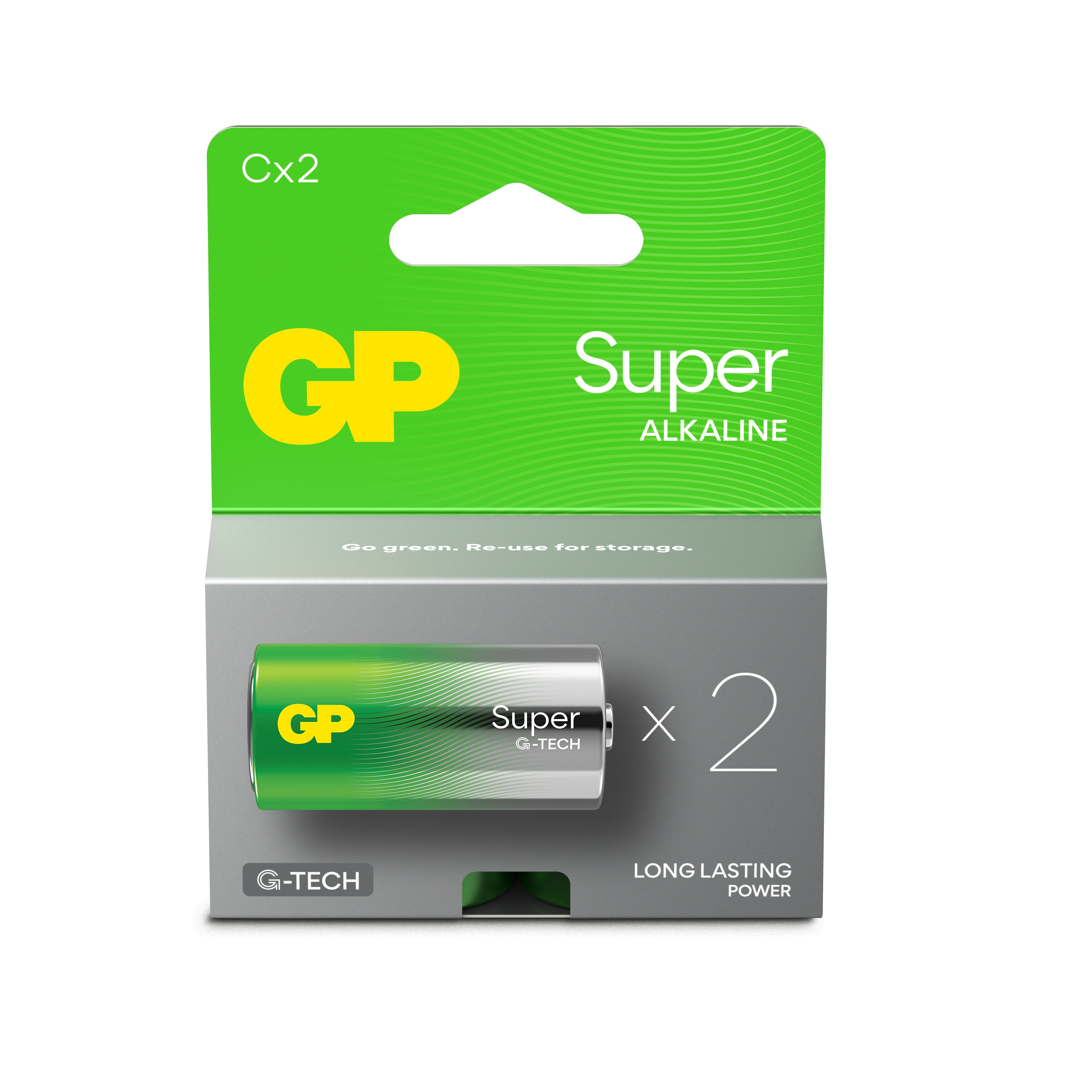 GP Super Alkaline C-battery, 14A/LR14, 2-pac