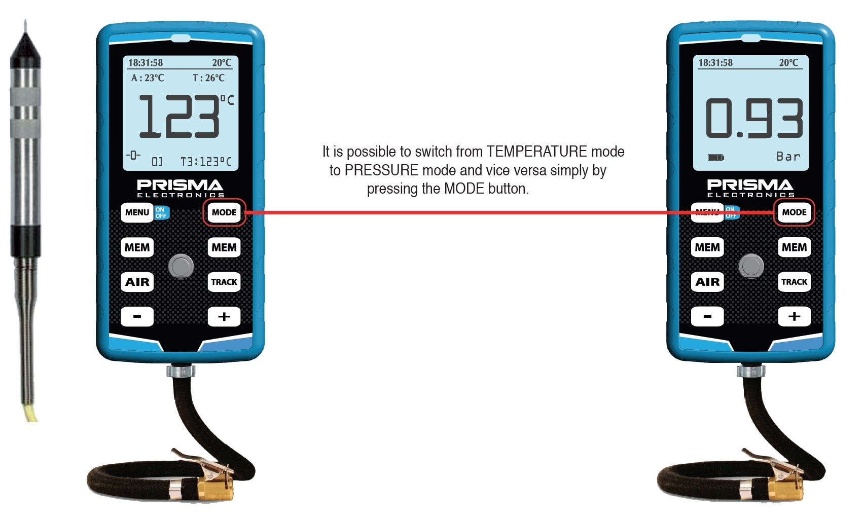 Tyre Pressure Gauge  + Pyrometer HIPREMA 4
