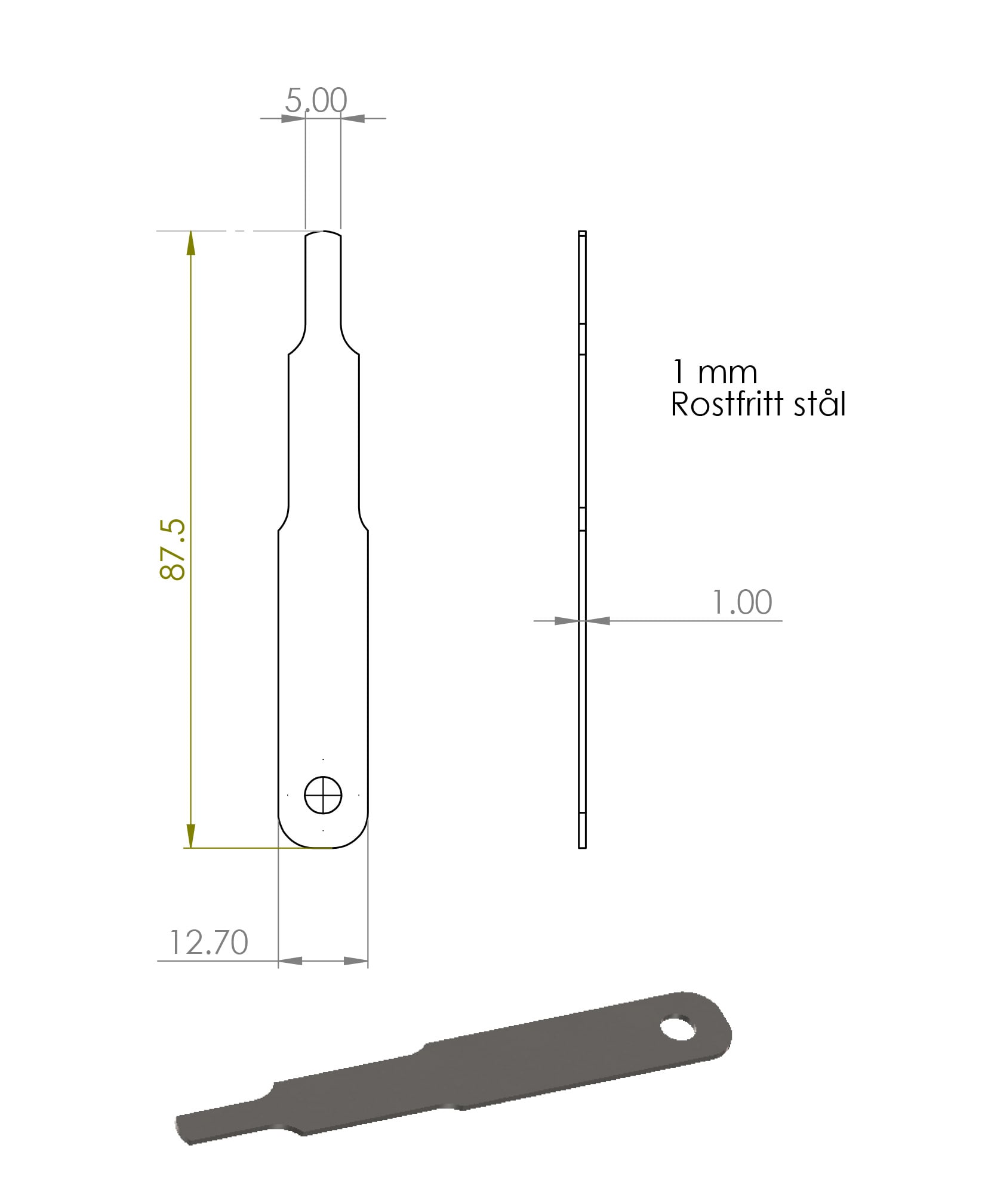 Feeler Gauge 1 mm for Raket 95 CIK/FIA Standard