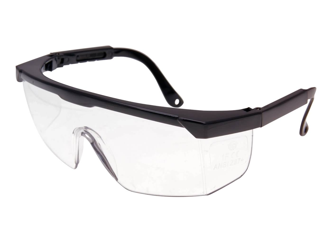 Safety glasses with clear glass