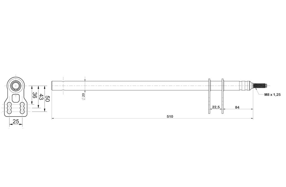 Steering Column M8x510mm Universal