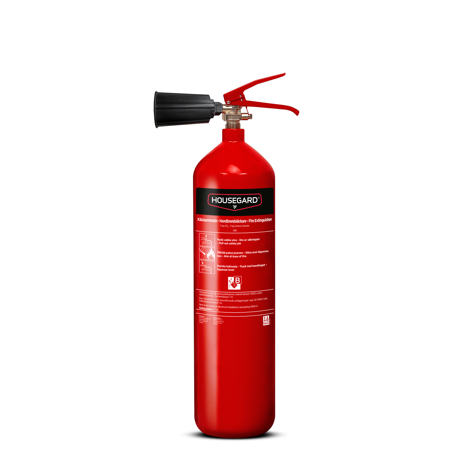 Fire extinguisher Housegard 2 kg carbon dioxide, red, K2