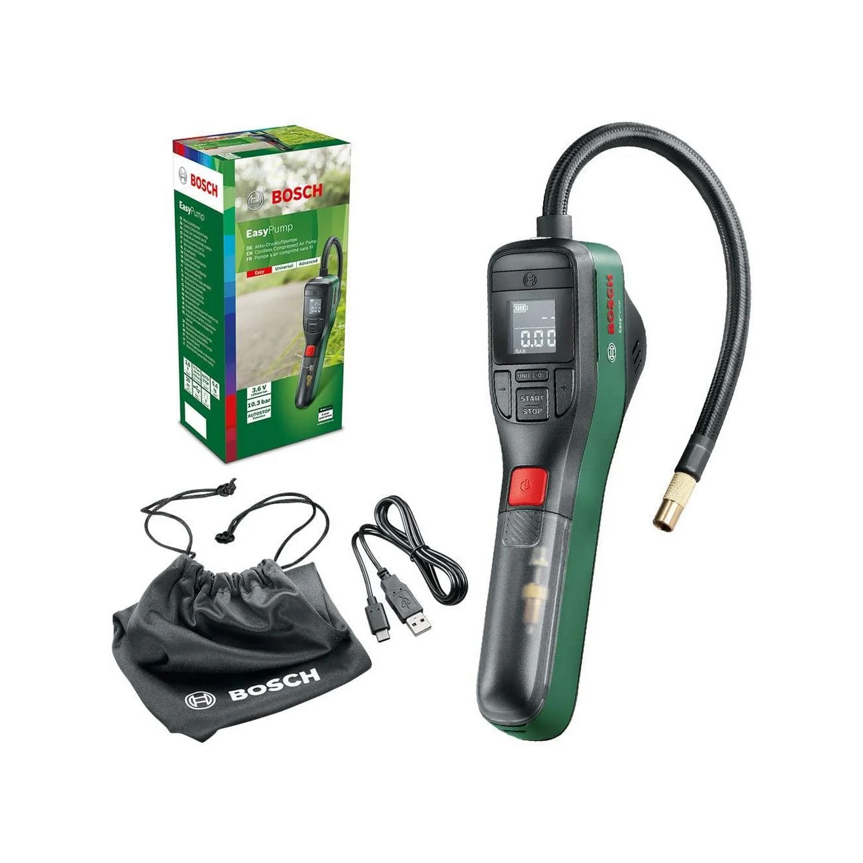 Bosch EasyPump Air pump with tire pressure gauge